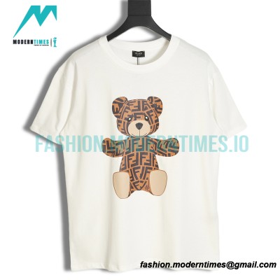 Fendi - 2022 Fw Cartoon Bear Double F Short Sleeve T-shirt