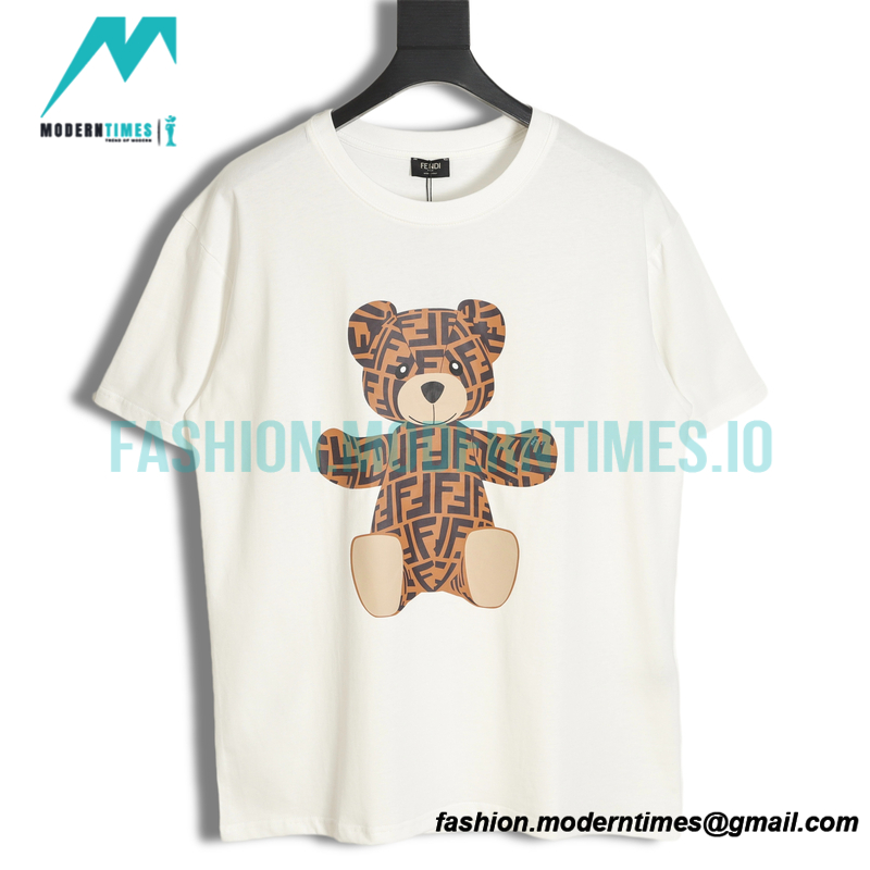 Fendi - 2022 Fw Cartoon Bear Double F Short Sleeve T-shirt