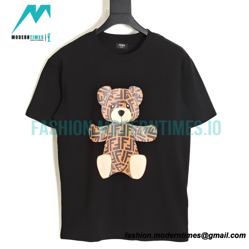 Fendi - 2022 Fw Cartoon Bear Double F Short Sleeve T-shirt