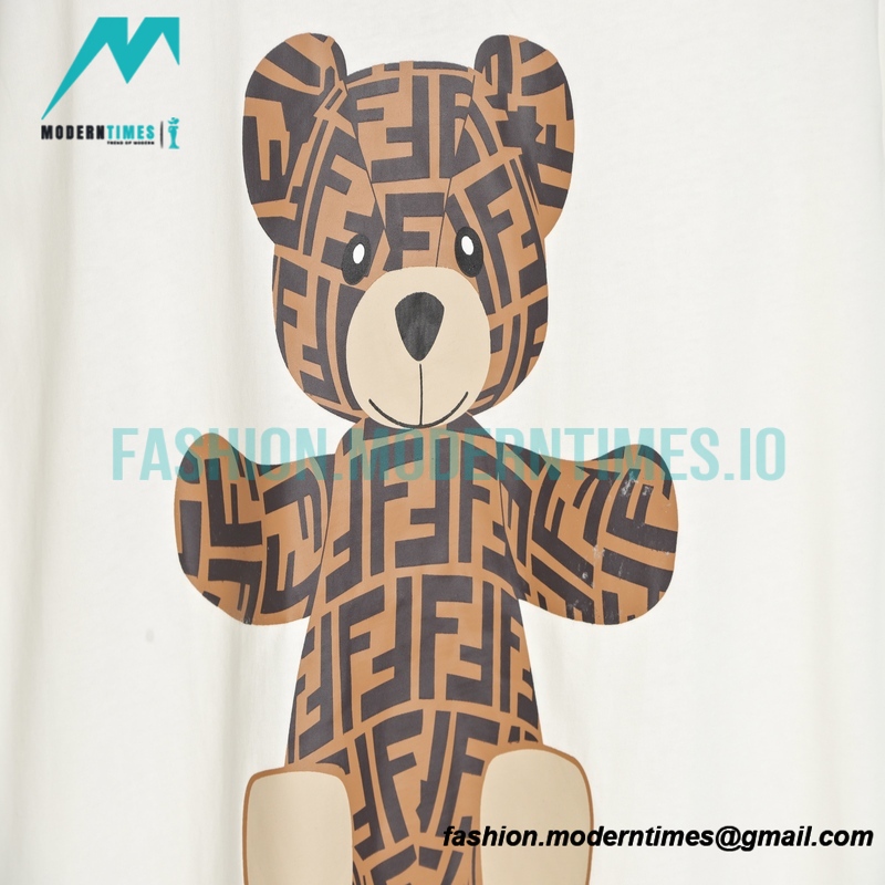 Fendi - 2022 Fw Cartoon Bear Double F Short Sleeve T-shirt