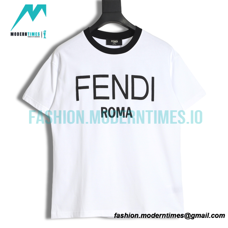 Fendi- 23ss Colour-matched Logo Foam-printed Short-sleeved T-shirt