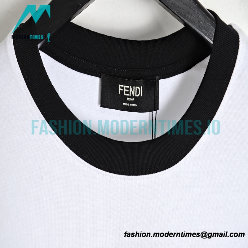 Fendi- 23ss Colour-matched Logo Foam-printed Short-sleeved T-shirt