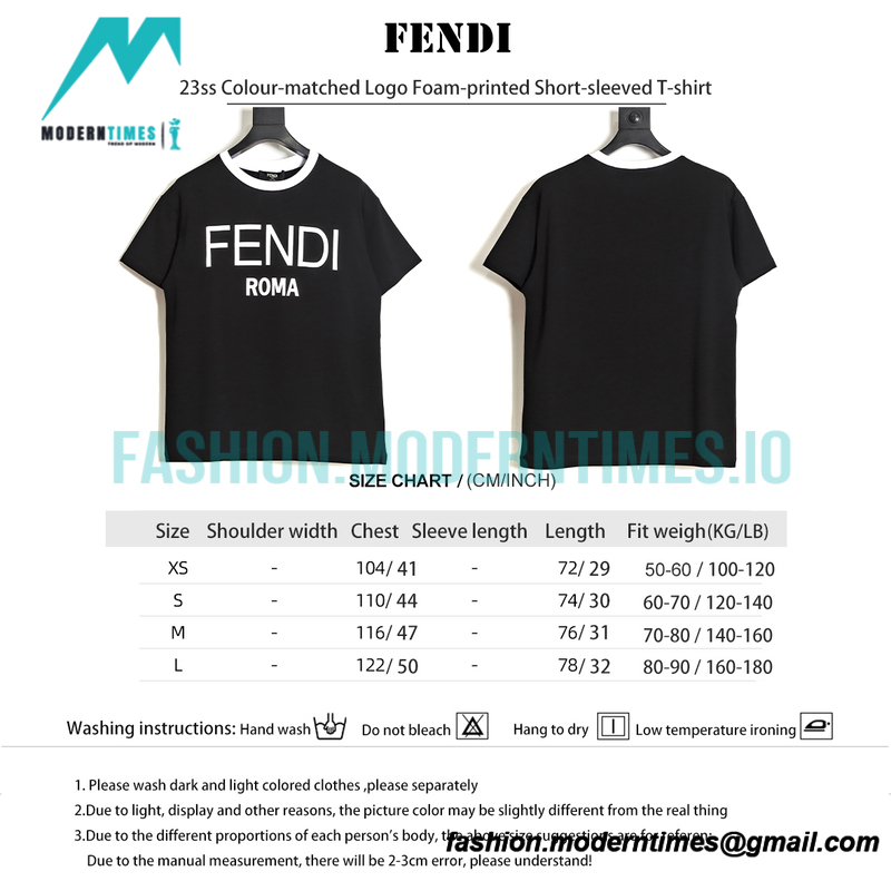 Fendi- 23ss Colour-matched Logo Foam-printed Short-sleeved T-shirt