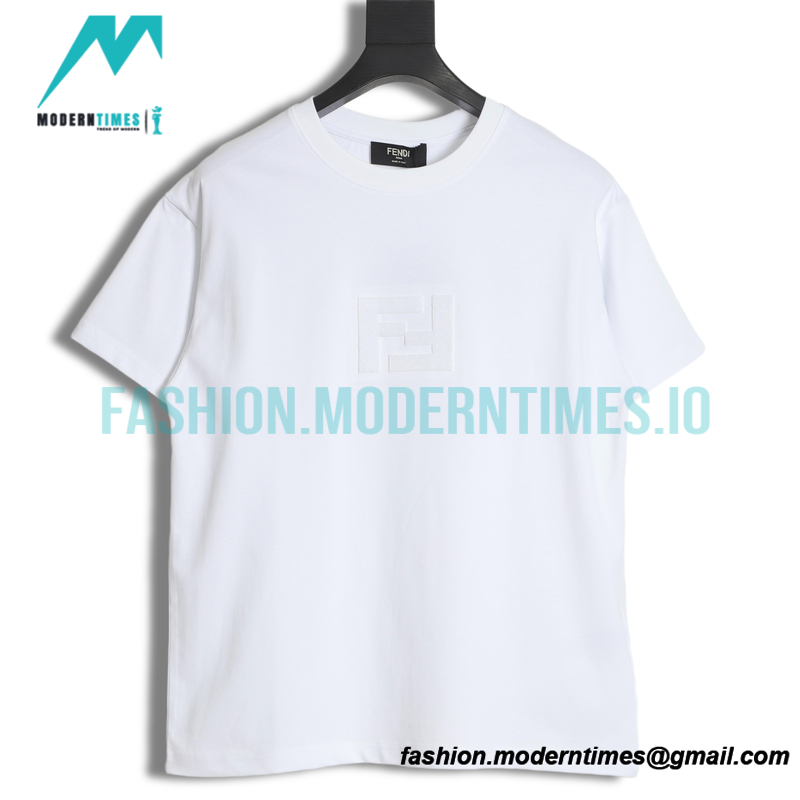 Fendi - 23ss Dark Print Double F Toothbrush Embroidered Short Sleeve T-shirt