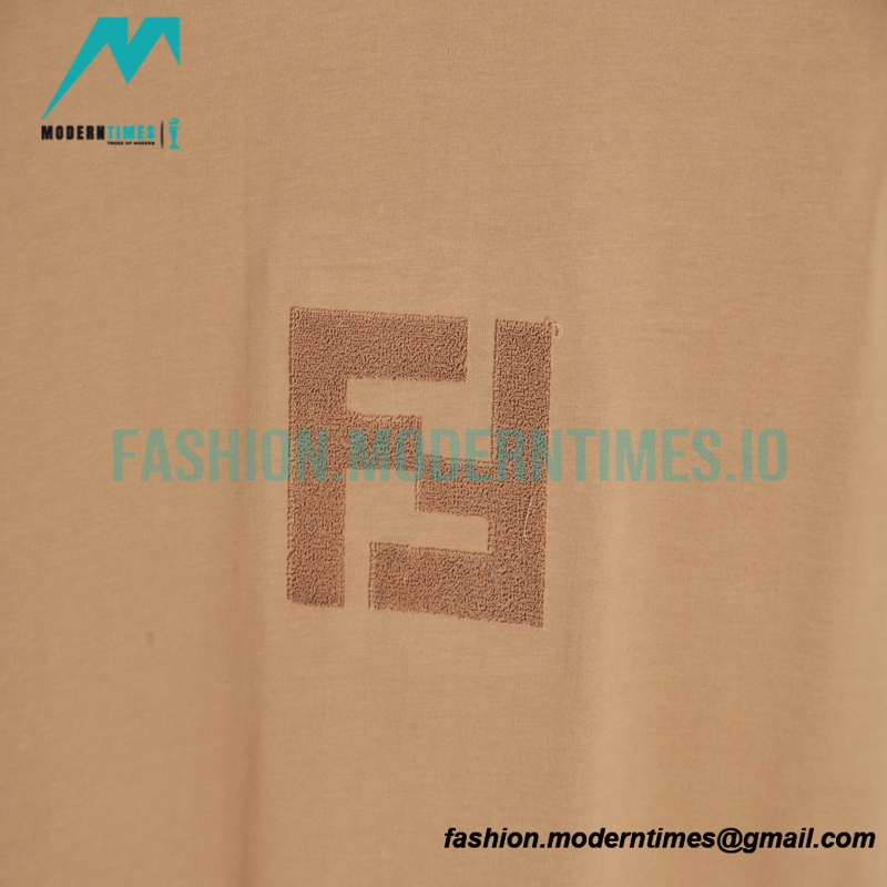 Fendi - 23ss Dark Print Double F Toothbrush Embroidered Short Sleeve T-shirt