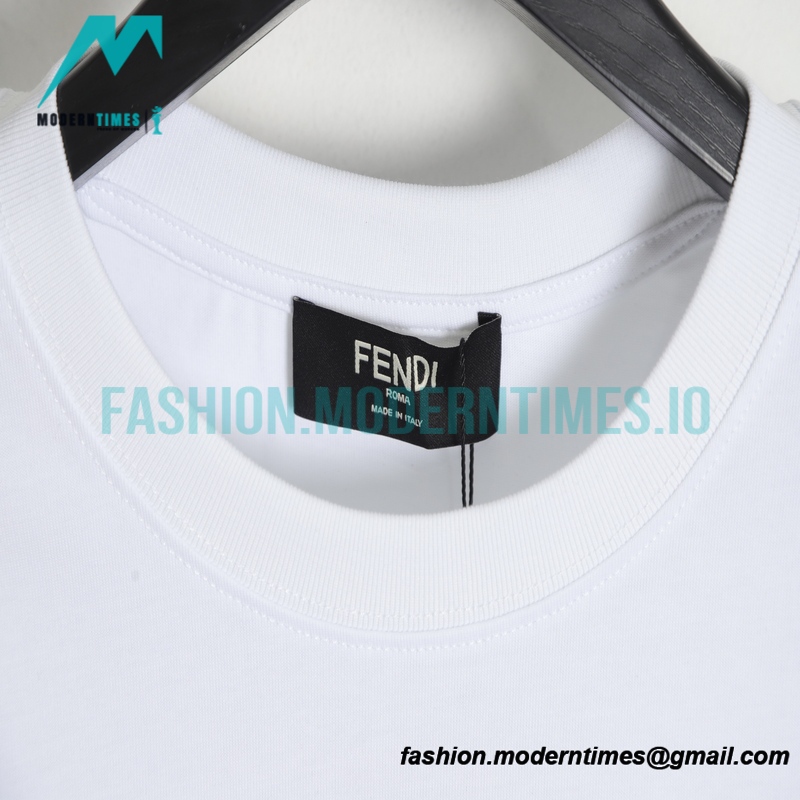 Fendi - 23ss Dark Print Double F Toothbrush Embroidered Short Sleeve T-shirt
