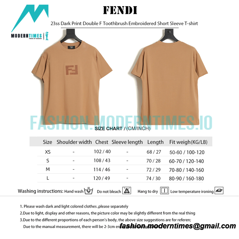 Fendi - 23ss Dark Print Double F Toothbrush Embroidered Short Sleeve T-shirt