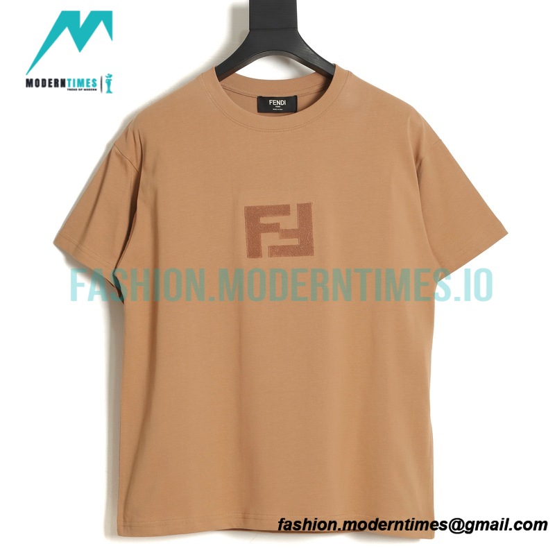 Fendi - 23ss Dark Print Double F Toothbrush Embroidered Short Sleeve T-shirt