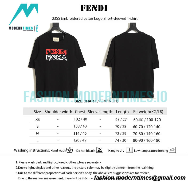 Fendi - 23SS Embroidered Letter Logo Short-sleeved T-shirt