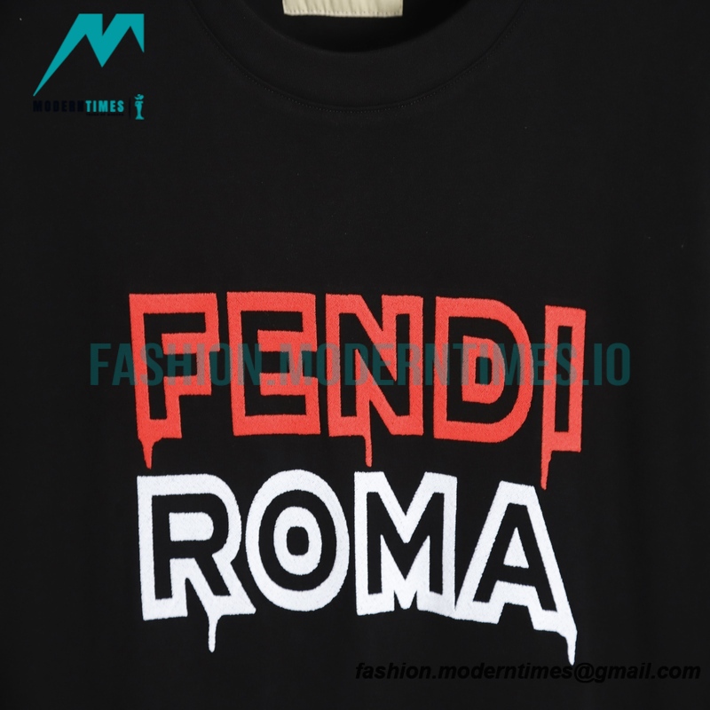 Fendi - 23SS Embroidered Letter Logo Short-sleeved T-shirt