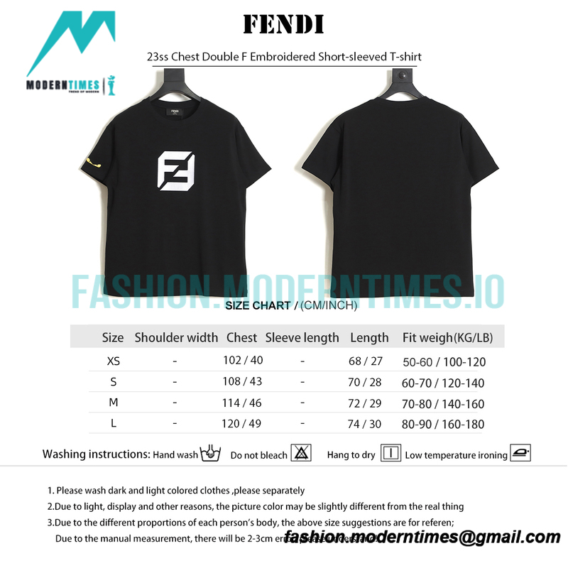 Fendi - 23ss Chest Double F Embroidered Short-sleeved T-shirt