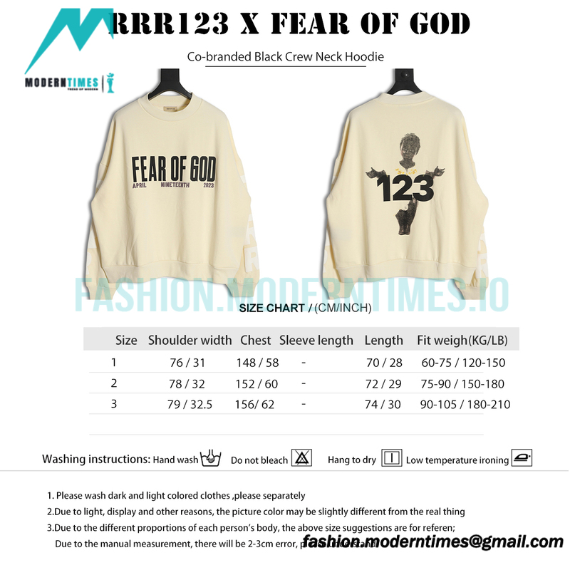 RRR123 - Fear Of God Co-branded Black Crew Neck Hoodie