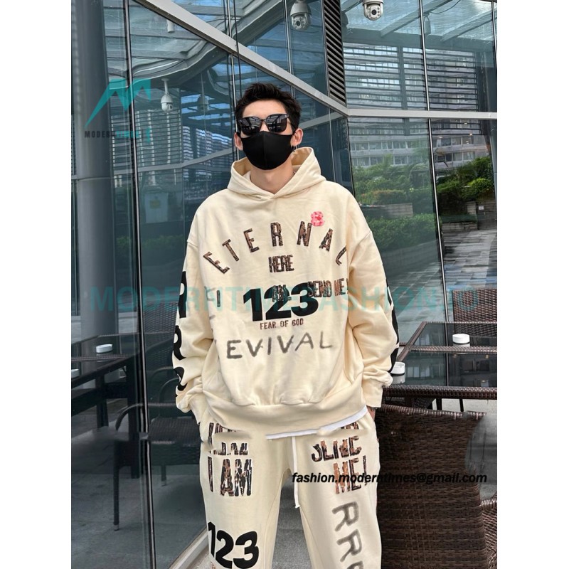 RRR123 x Fear OF God Co-branded Foam Letter Hoodie