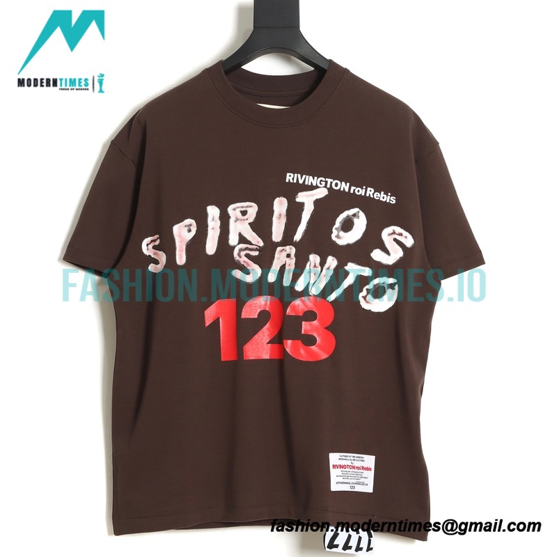 RRR123 - Fear Of God Short Sleeve T-shirt In Grey And Red Letter In Cement