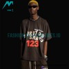 RRR123 - Fear Of God Short Sleeve T-shirt In Grey And Red Letter In Cement