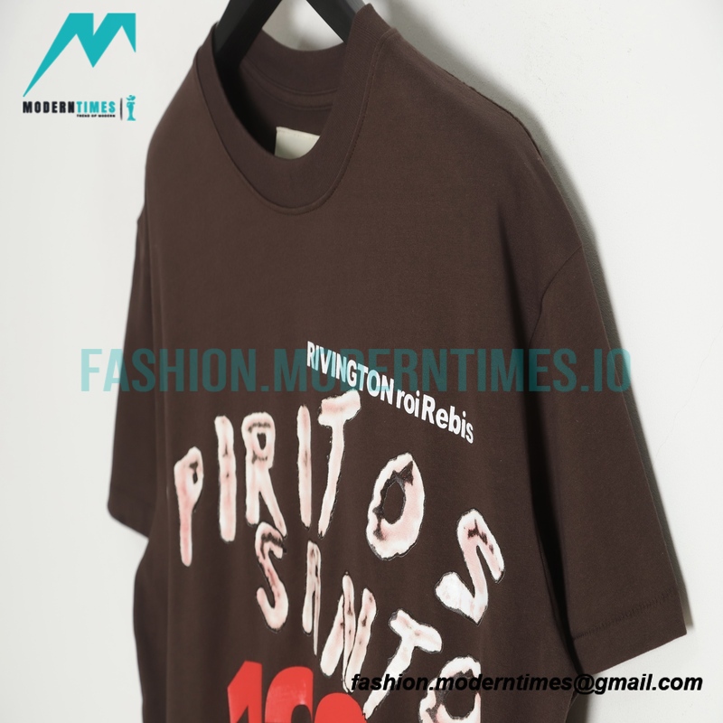 RRR123 - Fear Of God Short Sleeve T-shirt In Grey And Red Letter In Cement