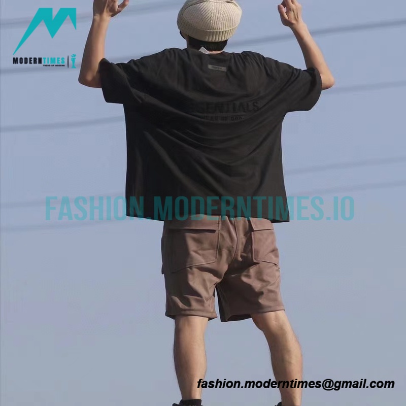 Fear Of God - Double-row Flocked Letter Short-sleeved T-shirt