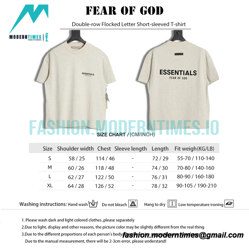 Fear Of God - Double-row Flocked Letter Short-sleeved T-shirt