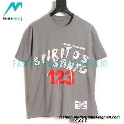 RRR123 - Fear Of God Short Sleeve T-shirt In Grey And Red Letter In Cement