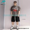RRR123 - Fear Of God Short Sleeve T-shirt In Grey And Red Letter In Cement