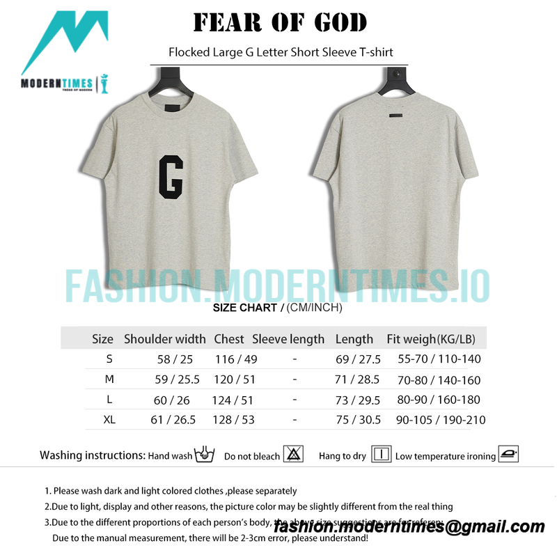 Fear Of God - Flocked Large G Letter Short Sleeve T-shirt