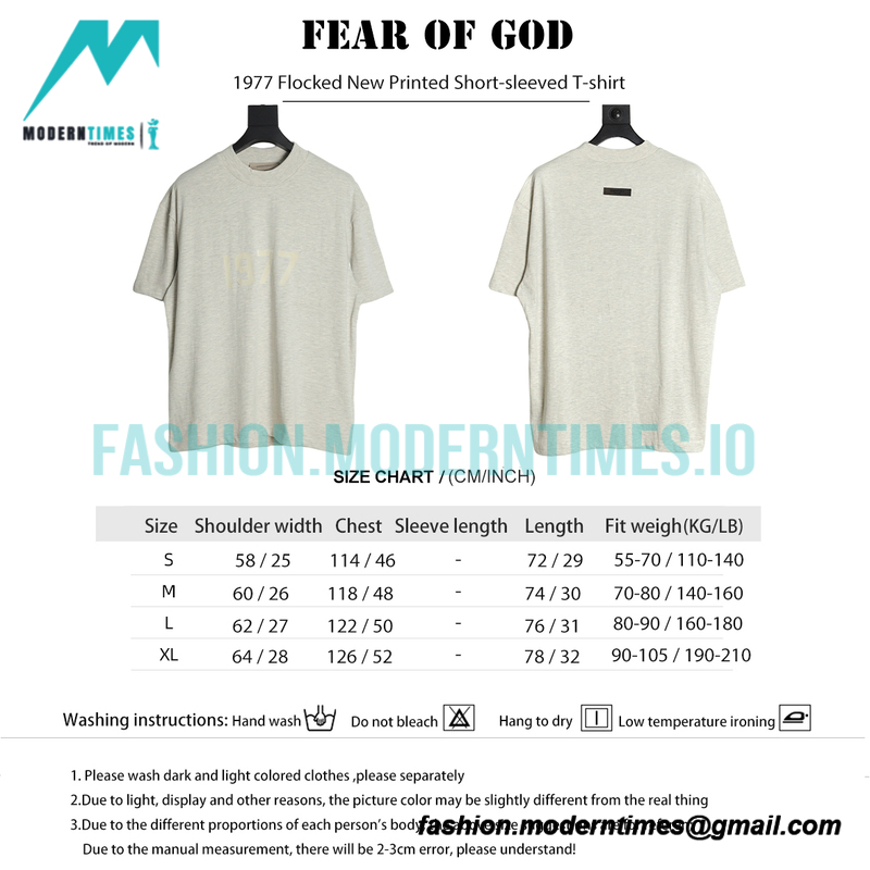 Fear Of God - 1977 Flocked New Printed Short-sleeved T-shirt