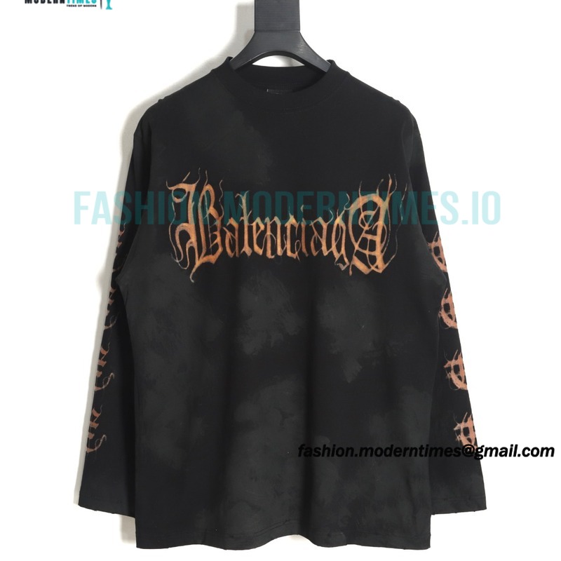 Balenciaga - 23FW Mud Dyed Sanskrit Base Long Sleeve T-shirt Balenciaga - 23FW Mud Dyed Sanskrit Base Long Sleeve T-shirt