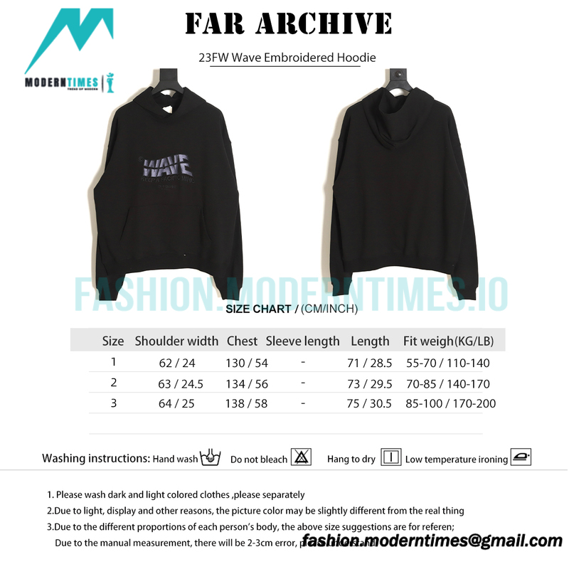 Far Archive - 23FW Wave Embroidered Hoodie