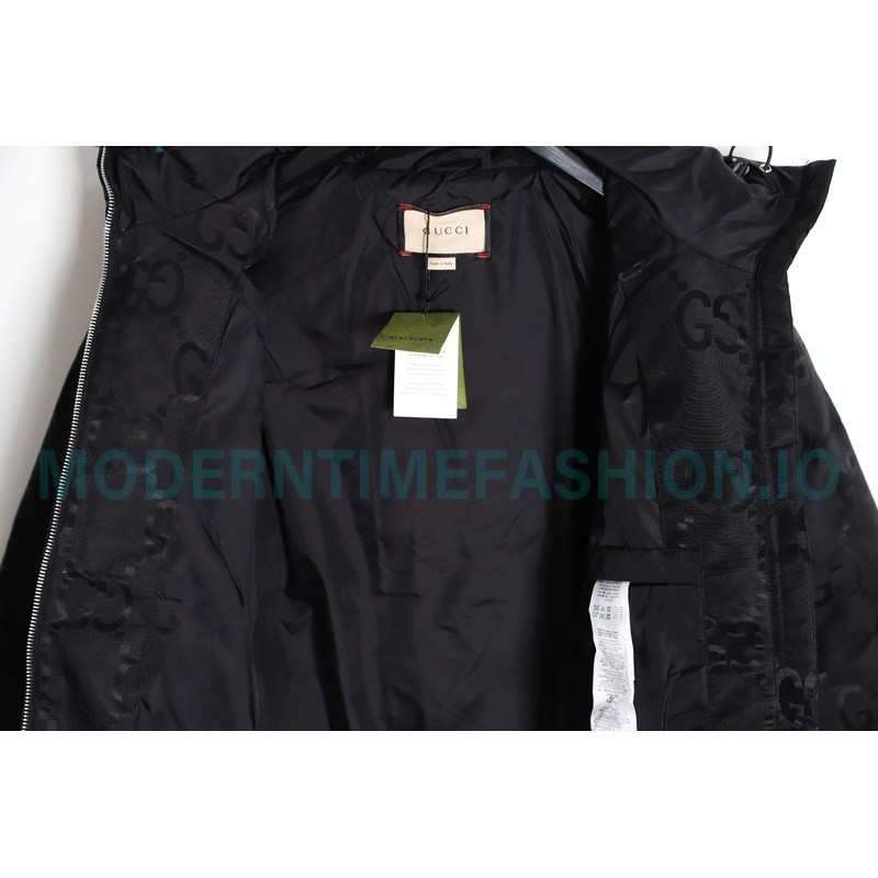 Gucci - 22FW Dark Double G Jacquard Canvas Hooded Down Jacket