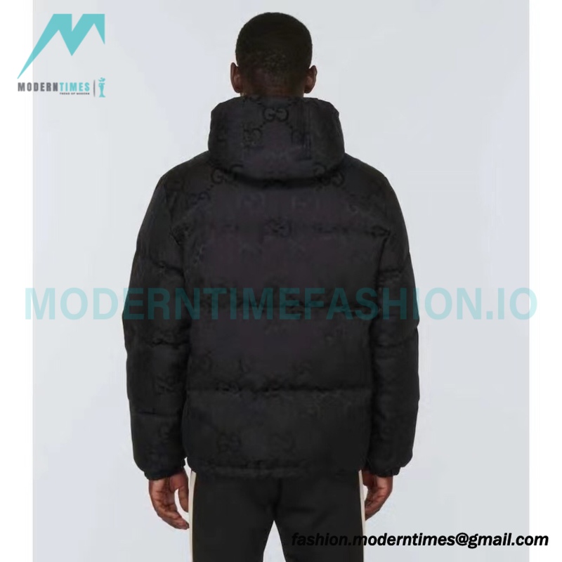 Gucci - 22FW Dark Double G Jacquard Canvas Hooded Down Jacket
