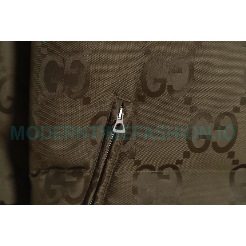 Gucci - 22FW Dark Double G Jacquard Canvas Hooded Down Jacket