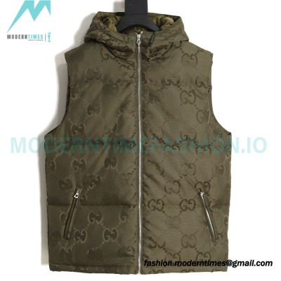 Gucci - 22FW Dark Double G Jacquard Canvas Hooded Down Vest