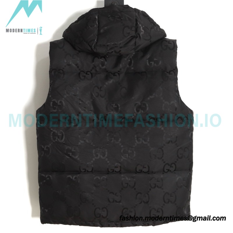 Gucci - 22FW Dark Double G Jacquard Canvas Hooded Down Vest