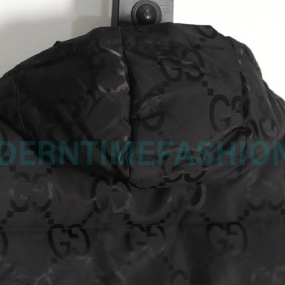 Gucci - 22FW Dark Double G Jacquard Canvas Hooded Down Vest