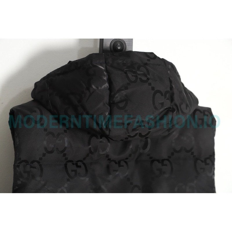 Gucci - 22FW Dark Double G Jacquard Canvas Hooded Down Vest