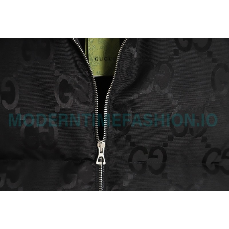 Gucci - 22FW Dark Double G Jacquard Canvas Hooded Down Vest