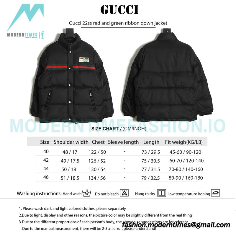 Gucci - 22ss Red And Green Ribbon Down Jacket