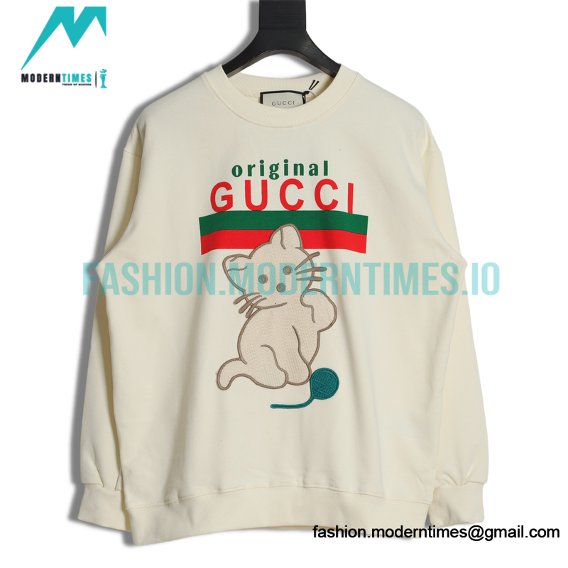 Gucci - Cat With Logo Printed Pullover Hoodie