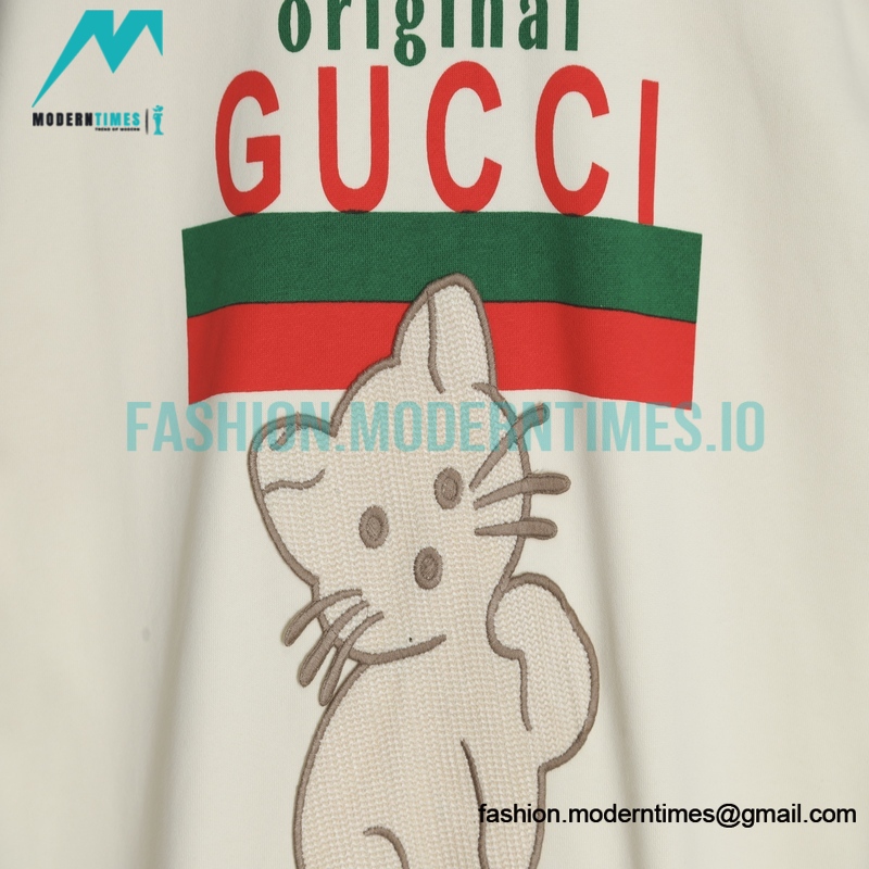 Gucci - Cat With Logo Printed Pullover Hoodie