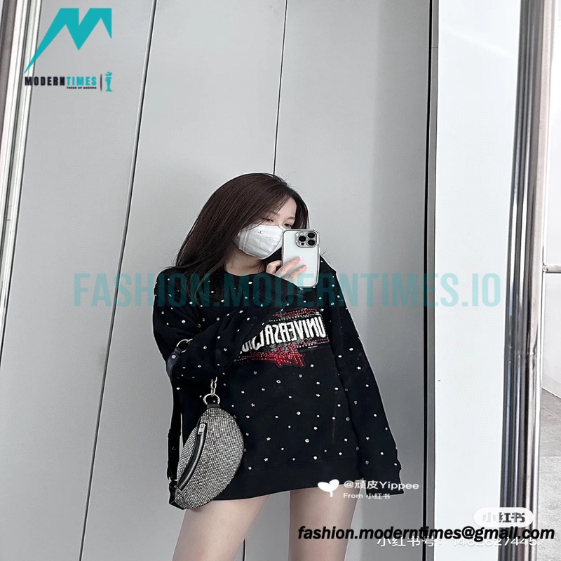 Gucci - 23FW Sequined Beaded Letter Round Neck Hoodie