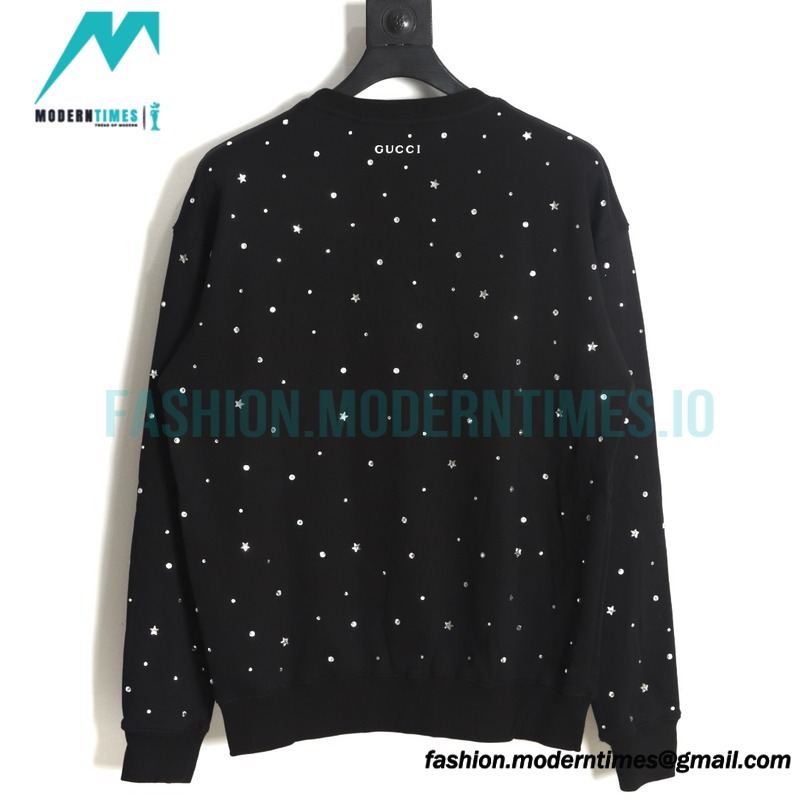 Gucci - 23FW Sequined Beaded Letter Round Neck Hoodie