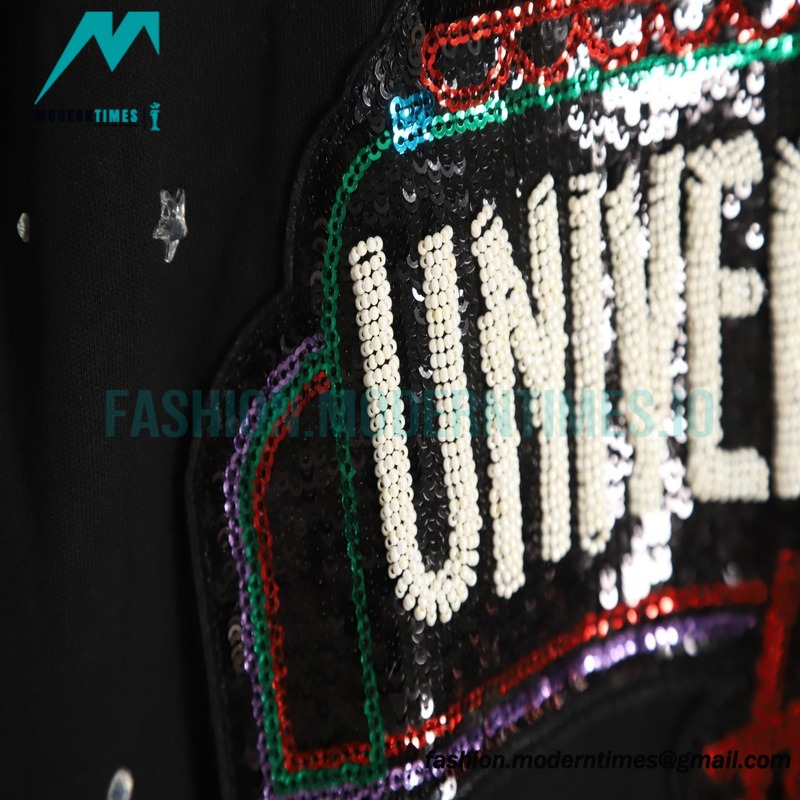 Gucci - 23FW Sequined Beaded Letter Round Neck Hoodie