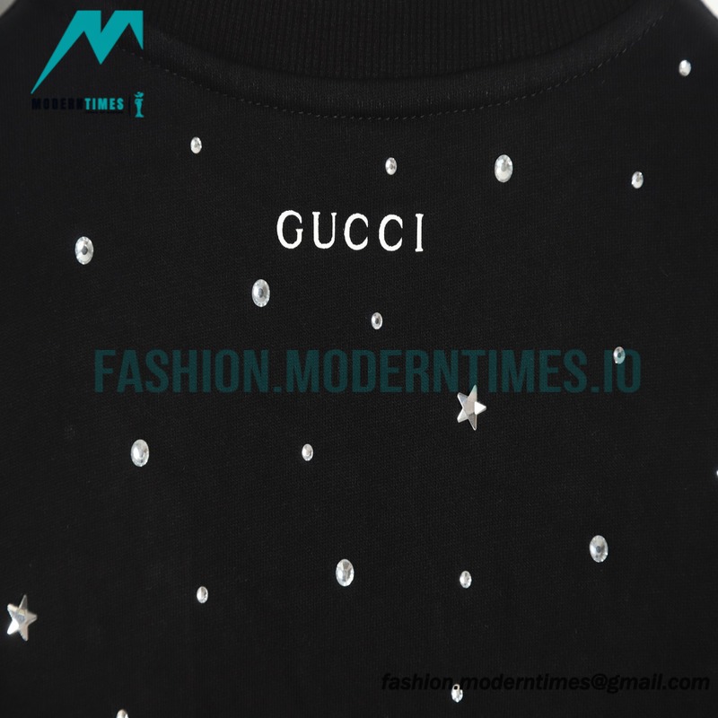 Gucci - 23FW Sequined Beaded Letter Round Neck Hoodie