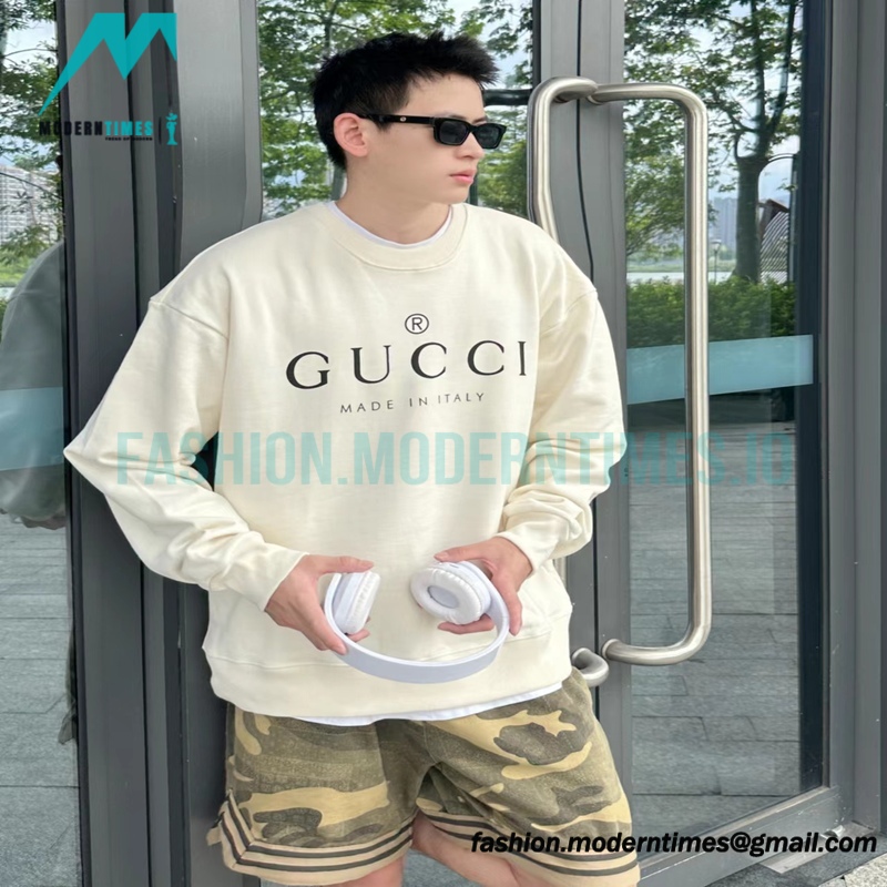 Gucci - 23FW Simple Logo Letter Printed Round Neck Hoodie
