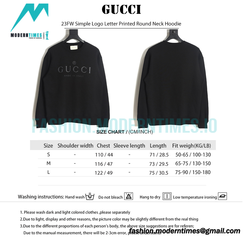 Gucci - 23FW Simple Logo Letter Printed Round Neck Hoodie