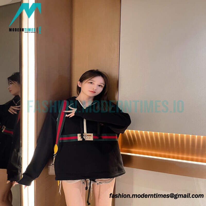 Gucci - Red Green Webbing Half-zip Long-sleeved Hoodie