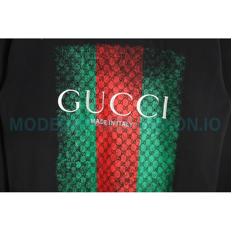 Gucci - Embroidered Logo Crew Neck Hoodie