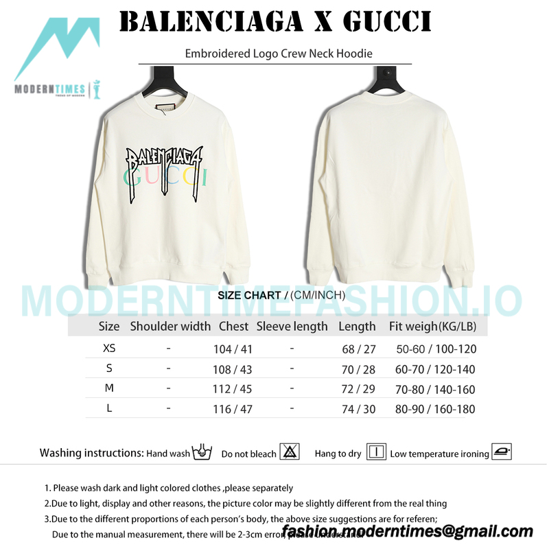 Balenciaga - Gucci Co-brand Embroidered Logo Crew Neck Hoodie