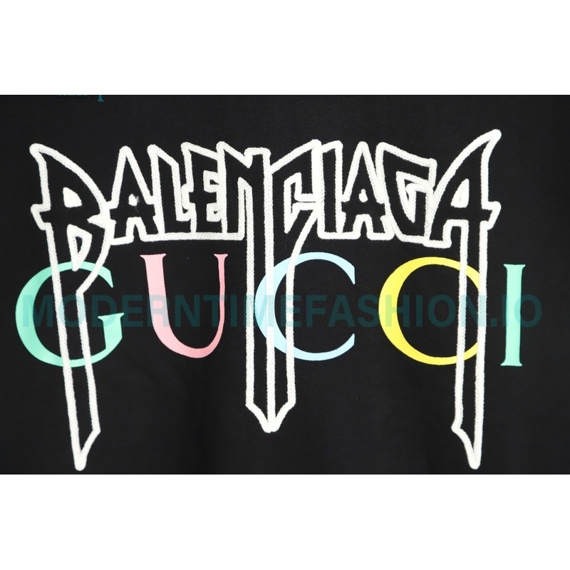 Balenciaga - Gucci Co-brand Embroidered Logo Crew Neck Hoodie