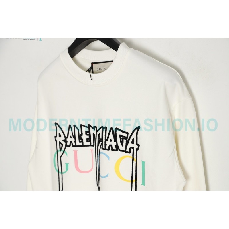 Balenciaga - Gucci Co-brand Embroidered Logo Crew Neck Hoodie